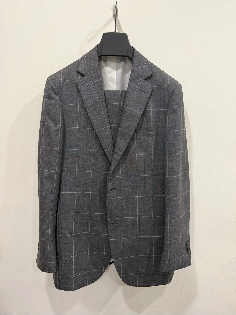 Suitsupply Havana Gray Windowpane Wool Suit Classic Tailored Fit Size 40R